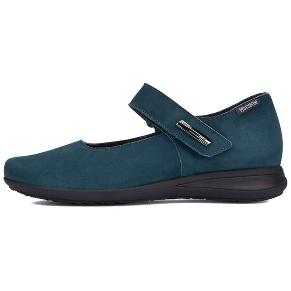 MEPHISTO Nyna Nubuck Leather Mary Jane‎ Shoes Flats Hook & Loop Blue